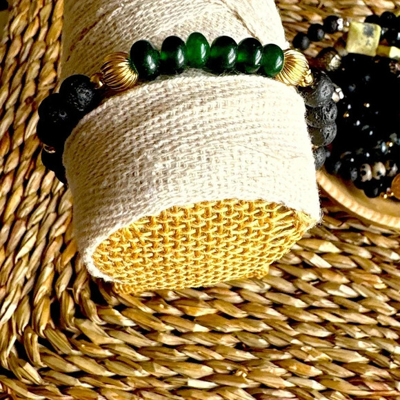 Lava rock and untreated beaded bracelet/protection and joy bracelet - Picture 2 of 7